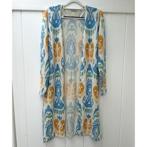 J.McLaughlin 100% Cashmere Long Open Cardigan Duster Medium Soft Cozy Preppy